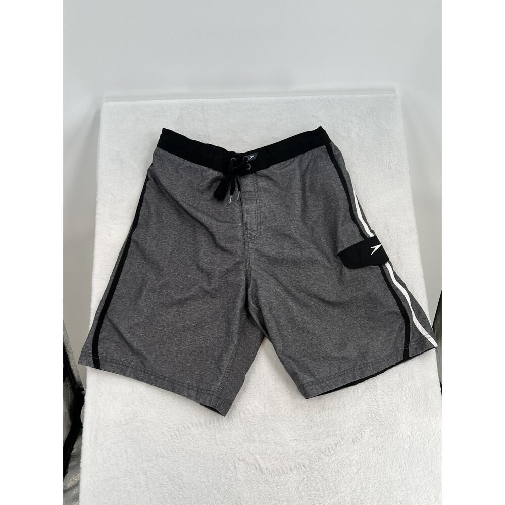 Speedo Board Shorts Men's Large Gray Pull On Drawstring Swim Trunks